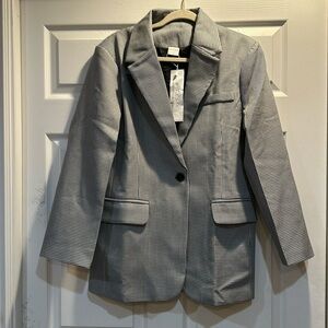 NWT! Silk & Salt Oversized Black White Houndstooth Blazer Jacket M